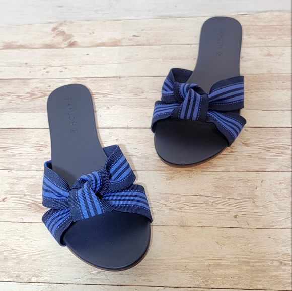 Rothy’s New The Knot in Cobalt Stripe Flat Sandal Slide Womens 8 - Picture 8 of 11